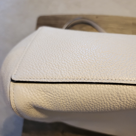 NWOT Coach Hallie Shoulder Bag Tote Pebble Leather White/Gold - Picture 6 of 16